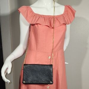 Street Level Black Crossbody Bag with Gold Chain